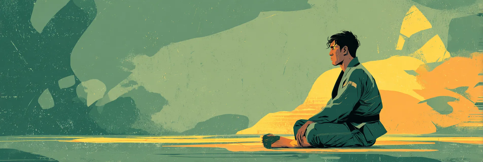 BJJ athlete in recovery seated on the mat