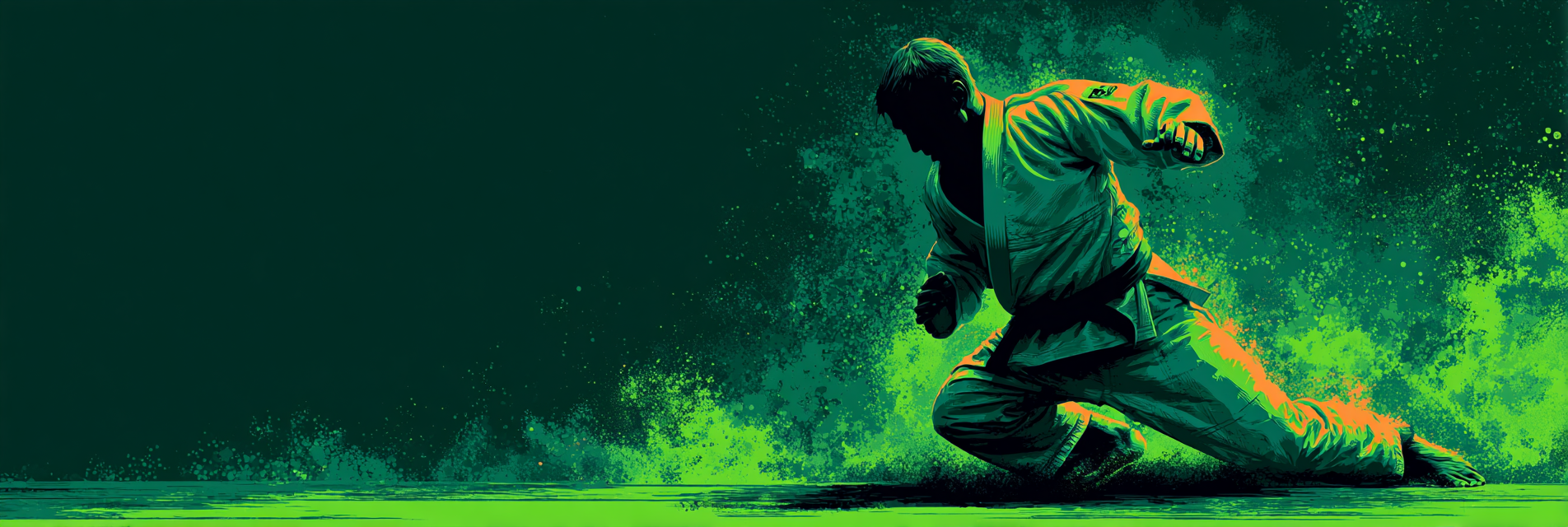 BJJ athlete in explosive training movement