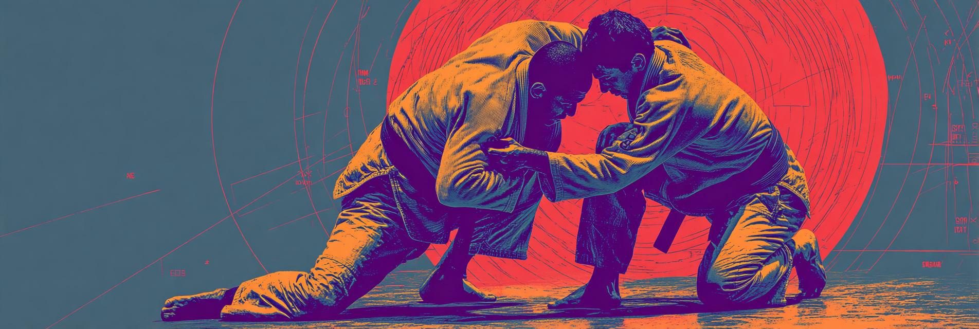 BJJ athletes in partner drilling session