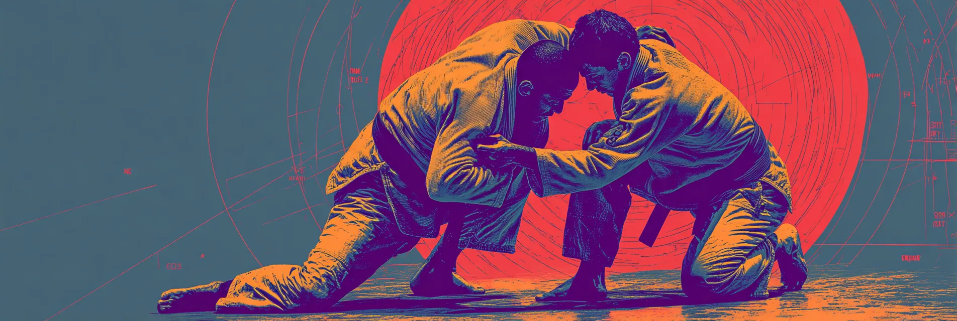 BJJ athletes in partner drilling session
